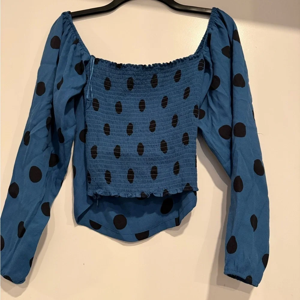 Reformation Polka Dot Puff Long Sleeve Top Size 4